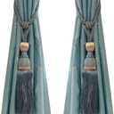 Selling Wonderful Curtain Holdbacks Curtains Tiebacks Home Decorative Braided Buckle Fastener Accessories Window Drapery Ball Tassels Tiebacks, Set of 2(Gray Blue)