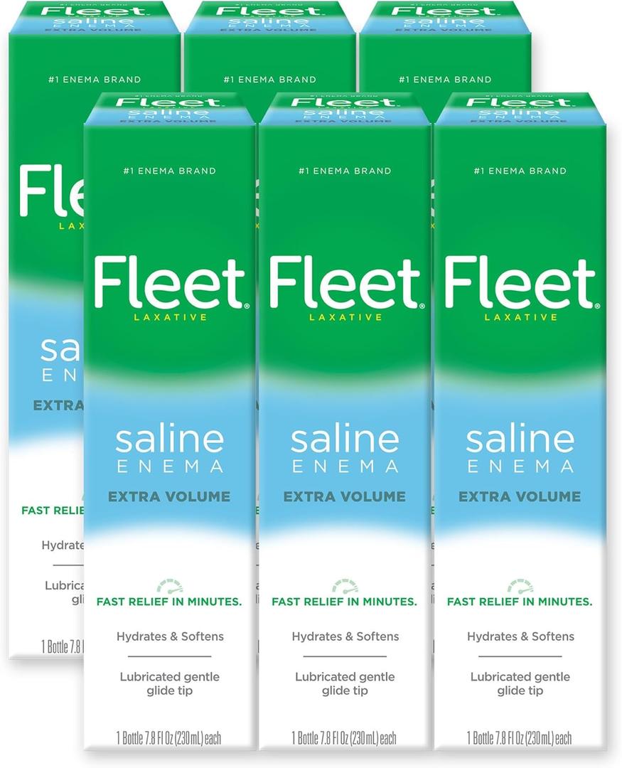 Fleet Laxative Saline Enema, 7.8 Fl Oz (Pack of 6), BBD: 05/2028