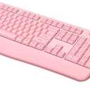 Wireless Keyboard and Mouse Combo, Full-Sized 2.4GHz Wireless Keyboard with Comfortable Palm Rest and Optical Mouse for Windows, Mac OS PC/Desktops/Computer/Laptops (Full Pink)