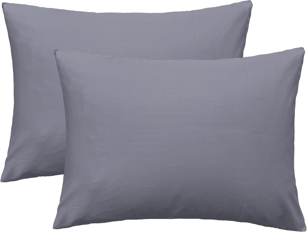 iMaylex Soft 100% Egyption Cotton Zipper Pillow Case, Cozy and Lightweight Pillowcase, Set of 2, Grey, King, 20" x 36"