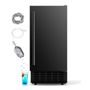 Under Counter Ice Machine, Ice Maker Machine 66 Lb/Day, Built-in Freestanding Nugget Ice Maker with 2-Drawer Ice Baskets, Auto-Cleaning & 24H Timer, Idea for Home Use (Black)