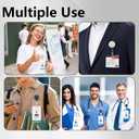 2 Pcs Retractable Magnetic Badge Reel, Diamond Design Strong Magnetic Badge Holder, Name ID Tag Clip with 24 Inch Pull Cord for Nurses Teachers Office Staff (Black & Beige)