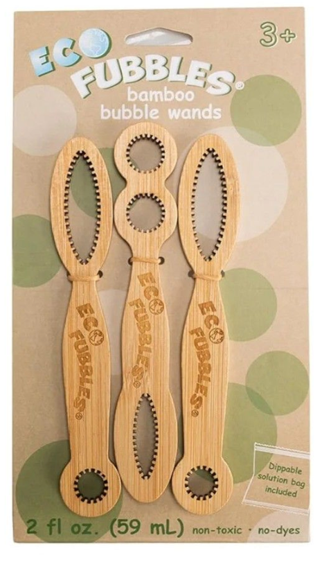 Pack of 3 Little Kids Eco Fubbles Bamboo Bubble Wand 3pk Organic & Green Toys for Ages 3-8 Years Old 
