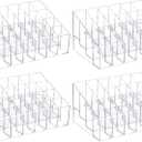 4 Pack Acrylic Lipstick Holder Organizer, 24 Slot Clear Lip Gloss Holder, Lipstick Display Stand for Lipsticks, Lip Balms, Makeup Brushes & Nail