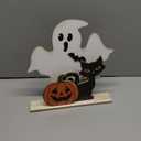 Halloween Decorations Indoor Wooden Black Cat Halloween Decor Ghost Table Sign Pumpkin Table Centerpieces Standing Tabletop Decoration for Holiday Desk Tiered Tray Party Shelf Decorations Farmhouse (Large)