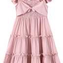 Girls Summer Dresses Sleeveless A-Line Tiered Dress Tween Girl Sundress 4-12Y