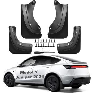 2026 Mud Flaps for Tesla Model Y Juniper Accessories Front and Rear ABS Mud Guards Set of 4, Includes All Hardware Installation Tools Accessories (Model Y Juniper 2025+)