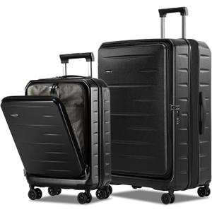 CENSIEN Luggage Sets 2 Pieces, 20 Inch Carry On Luggage and Expandable 28 Inch Checked Luggage with Spinner Wheels, Lightweight ABS+PC Hard Shell Suitcase with Front Opening, TSA Lock (Black, 20/28)