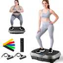 ALSO GO Vibration Plate Exercise Machine, 10 Preset Modes & 200-Level Vibration Platform for Weight Loss/Lymphatic Drainage, Vibration Board with Resistance Bands for Full Body Workout
