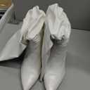 Women's Knee High Boots Pointed Toe Chunky Block Heel Boots Fashion Slouchy Fall Boots For Women (9, White)