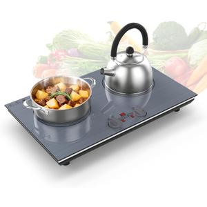 GIHETKUT 2 burner Induction cooktop,110V 4000W induction hot plate with Brushed Panel,Knob Control,9 Power Levels, Kids Lock & Timer,LED touch control 2 burner induction cooker