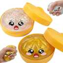 Glitter Dumpling Squishy Mystery Box 2 Pcs - 2026 Upgraded Dumplings Squishes for Adults Teens Squeeze Easter Basket Stuffers & Stocking Stuff Sad White and Gold