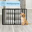 Pet Gate - 3-Panel Indoor Foldable Dog Fence for Stairs, Hallways, or Doorways - 54x24-Inch Wood Freestanding Dog Gates by PETMAKER (Black)