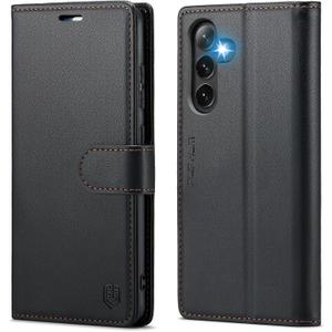 FLIPALM Wallet Case for Samsung Galaxy S24, RFID Blocking Credit Card Holder, PU Leather Folio Flip Kickstand Protective Shockproof Cover for S24 (Black, for S24-6.2")