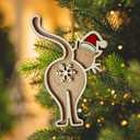 5 x Cat Butt Ornament - Cat Butthole Ornamentsfor Tree - Unique Laser-Cut Wood Gift for Kitten Lovers - 2026 Christmas Ornament for Kitty Lovers