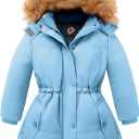 Girls Winter Coat Warm Puffer Jacket Long Fleece Lined Coat With Removable Hoodm Size 9/10 