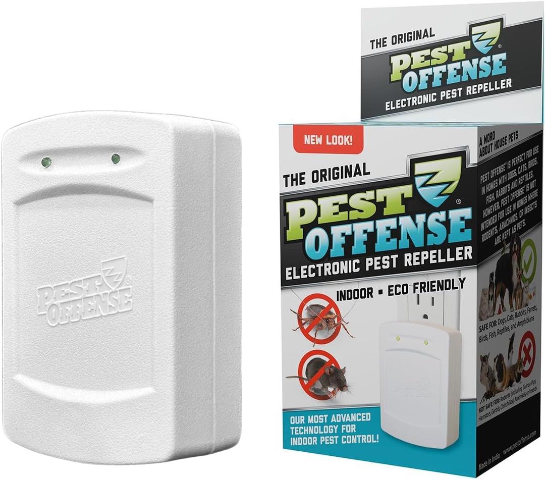 2025 Upgraded PEST OFFENSE New Look Electronic Pest Repeller for Indoor Pest Control of Mice, Rats, Rodents, Roaches for Home, Office, Business, Garage, Warehouse (PACK OF 1)