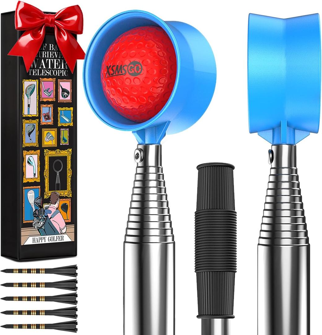 9Ft/12Ft Telescopic Stainless Steel Golf Ball Retriever for Water, High Durability Double Sided Golf Ball Picker Upper, Men's and Women's Golf Accessories Gifts. (Blue)