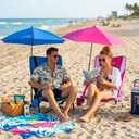 FAIR WIND Portable Beach Chair with Umbrella for Adults, Backpack Folding Arm Chair for Coastal Vacations, Picnics, and Concerts - Supports 300 LBS, Pink