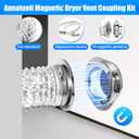 DV180 Magnetic Dryer Vent Kit, Airtight Seal Magntic Drver Vent Connector Kit, Including 6-Ply Aluminum Foil Duct and 2 Clamps, Easy to Clean Quick Connector