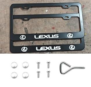 1 PCS License Plate Frame Black for Lexus Owners  Rust-Resistant, 4 Holes Front & Rear Holders with Fasteners, Inserts, Rust/Rattle Proof Pads, Easy Installation