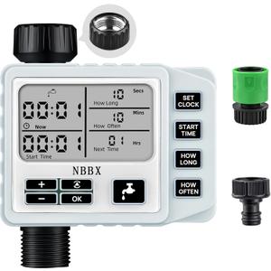 NBBX Sprinkler Timer for Garden Hose - Smart Water System with Rain Delay, Manual & Automatic Modes, IP54 Waterproof, Easy-Install Outdoor Faucet Timer for Lawn & Garden Care (6811, 6811-blue-1p)