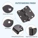 TICONN 48-Pack 3.5 Inch Door Hinges with 5/8" Radius Corner, 3-1/2 x 3-1/2 Inch Iron Bifold Residential Doors Hardware (5/8" Radius Corner, Oil Rubbed Bronze, 48 Pack)