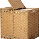 130L Foldable Laundry Hamper with Lid - Handwoven Rattan Storage Basket, 2-Section Clothes Hamper w/2 Removable Liner Bags, Easy Assembly, Portable for Bedroom Bathroom Dorm,Natural