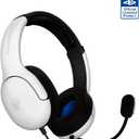 PDP AIRLITE Wired Stereo Gaming Headset, Officially Licensed by Sony PlayStation 5, PS5/PS4/PS3/PC, Lightweight Durable Headphones, 3.5mm audio jack, Noise-canceling Flip-to-Mute Mic, Frost White