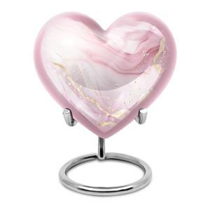 Blush Pink Marble Keepsake Urn for Adult Ashes - Heart Shaped Mini Urns (3 Inch, 1 pc)