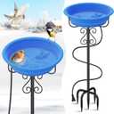 Heated Bird Baths for Outdoors,Large Capacity 100W Thermostat Control Heated Birdbath with 5-Prong Metal Base Water Heated Bird Bath Bowl for Outside Winter Garden Patio Yard Lawn (Blue)
