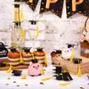 Qunclay 60 Pieces Mini Graduation Cap Hats Plastic Grad Cake Supplies Cover Toppers for Graduation Party Decorations (Black, Gold)