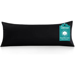 Oubonun 100% Cotton Body Pillowcase - 800 Thread Count/21x54, Moisture Absorbent and Breathable, Premium Hotel Body Pillow Cover for All Seasons, Black