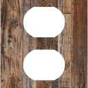 Rustic Brown Wood Grain 1 Gang Duplex Outlet Covers Electric Socket Switch Plate Decorative Light Switch Cover for Bedroom Bathroom Decor 5 X 3 INPlastic