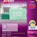 Avery Printable Shipping Labels with Sure Feed, 2" x 4", Matte Clear, 100 Blank Mailing Labels (15663) (2 in. X 4 in.)