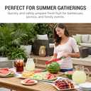 DECHOUS Watermelon Knife with Sleeve: Long Serrated Watermelon Knife for Melon Cutting - Kitchen Fruit Melon Cutter Slicer for Home Summer Party Fruit Serving (Red Green)