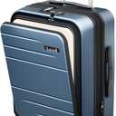 LUGGEX Carry On Luggage 22x14x9 Airline Approved, FLO5 Expandable Polycarbonate Suitcase with Front Pocket (FX-Core, Blue, 20 Inch), 20 Inch-EXT