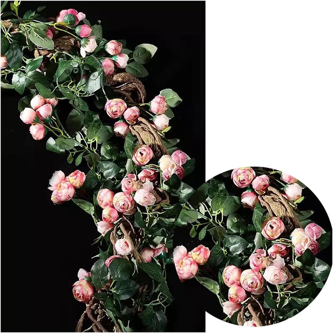 Artifical Flowers for Wedding Rattan UV Resistant Fake Plastic Flowers Spring Summer Indoor Outside Decorative Scene (Color : Rose)