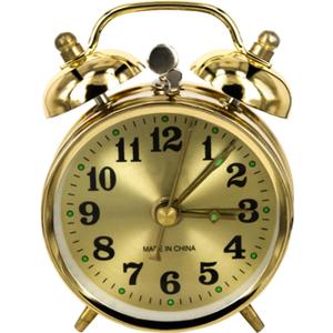 Vintage Alarm Clock, Manual Wind Up Loud Alarm Bell Clock Mechanical Gold Clock for Bedrooms Living Room