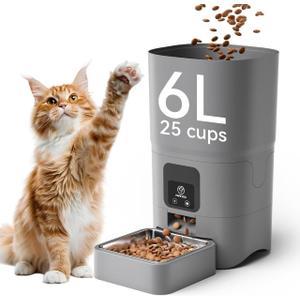 Automatic Cat Feeder, WiFi Cat Food Dispenser with App Control, Auto Cats Feeder Automatic for Dry Food, Smart Pet Food Dispenser with Portion Control Timed Cat Food Dispenser for Cats & Small Dogs
