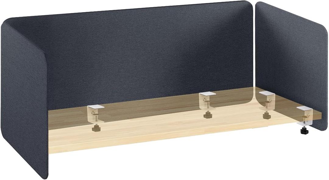 3-Pack Clamp-On Desk Dividers, 24 x 24 and 24 x 48 Inch, Dark Gray