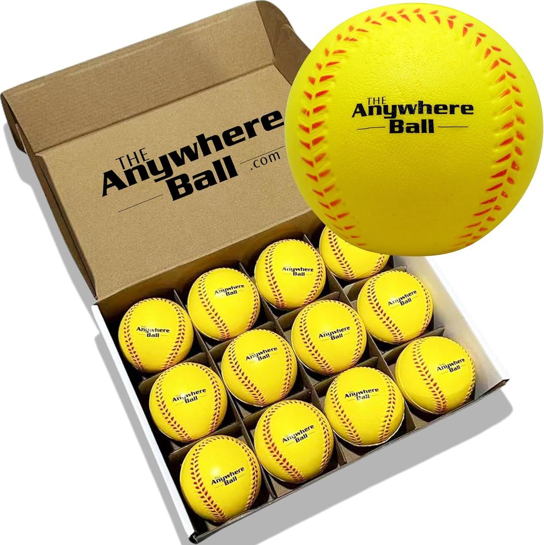 The Anywhere Ball - Baseball Foam Training and Practice Ball (12 Pack) – Soft and Squishy Foam for Indoor & Outdoor Use – Designed for Players, Teams, and Coaches