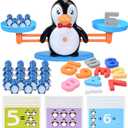 BAKAM Penguin Balance Scale Number Counting Blocks Games for Kids Ages 35, Montessori Math Games for Kids 57, Preschool Kindergarten Learning Activities, STEM Educational Toys for 3+ Year Old