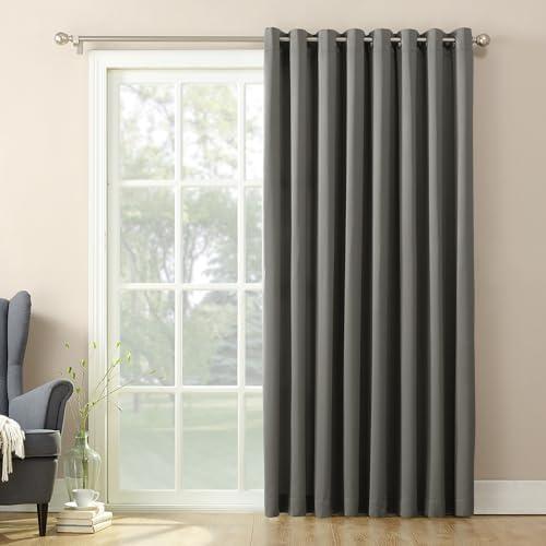 Sun Zero Barrow Energy Efficient Grommet Sliding Patio Door Curtain Panel, 100" x 84", Steel
