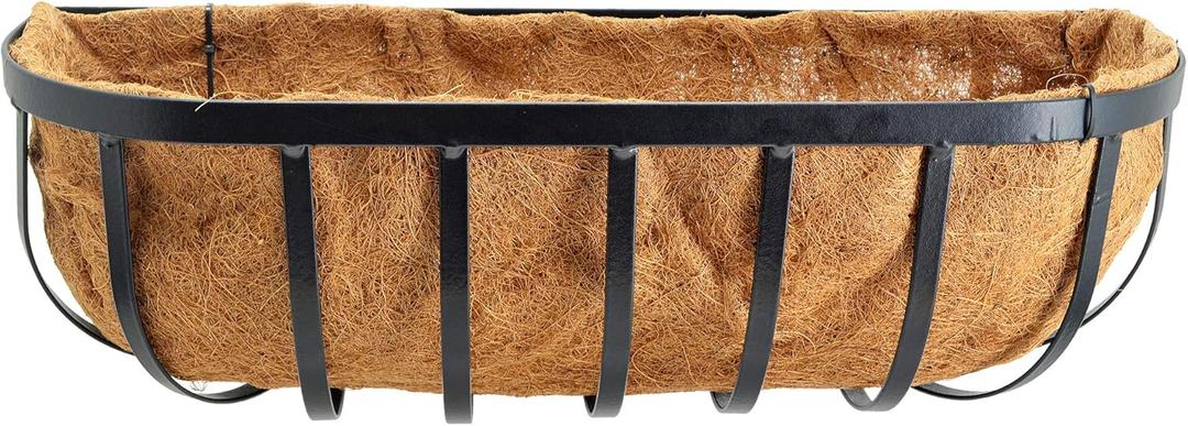 1529 Solstice Series Wall Trough Planter, 24-Inch, Black, 2 Pack