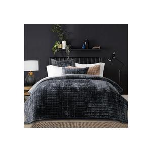 RECYCO Luxury Velvet Quilt Set King Size Bedding Sets, Ultra Soft Velvet Comforter Set, Lightweight Channel Box Stitch Oversized Bedspread Coverlet for All Season, with 2 Shams, Black