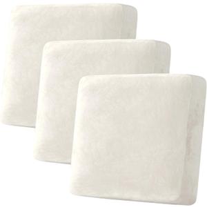H.VERSAILTEX Velvet Stretch Couch Cushion Cover Plush Cushion Slipcover for Chair Loveseat Sofa Cushion Furniture Protector Seat Cushion Sofa Cover (3 Piece XL Sofa Cushion Covers, Porcelain)