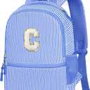 YOOLIFE Little Girl Backpacks Birthday Gifts for Girls Kids Kindergarten Backpack Personalized Kids Small Backpack for Little Girl, Initial Toddler Daycare Backpacks Cute Blue Letter C