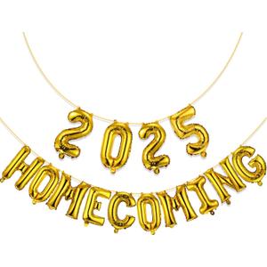 15 Pcs Homecoming Decorations 2025 Homecoming Banner HOCO Sign 16 Inch Foil Balloons Banner for High School Dance Party 2025 Welcome Back to School Supplies Graduation Party Cheers(Gold)