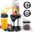 Suavo Smoothie Blender 1100W Portable Personal Blender for Shakes and Smoothies with 2 * 22Oz To-Go Cups & Lids, Includes Portable Coffee Grinder and 10Oz BPA-Free Travel Cup Countertop Mixer